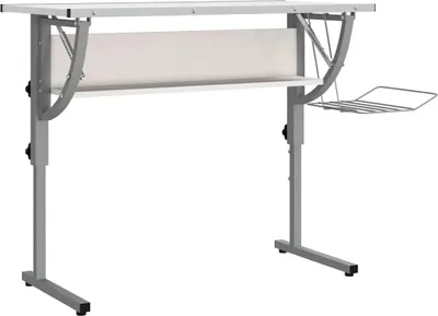 Produktbild von vidaXL Basteltisch Weiß & Grau 110x53x(58-87) cm Holzwerkstoff & Stahl