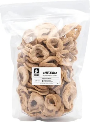 Produktbild von Apfelringe getrocknet, Trockenfrüchte ohne Zuckerzusatz & ungeschwefelt, 900g