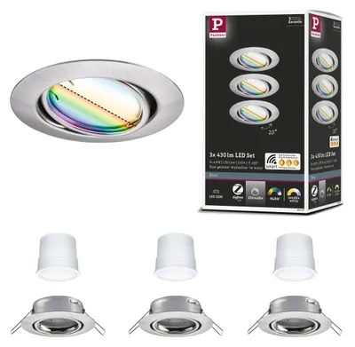 Imagen del producto de Foco empotrable LED Paulmann Base, kit básico, con inclinación