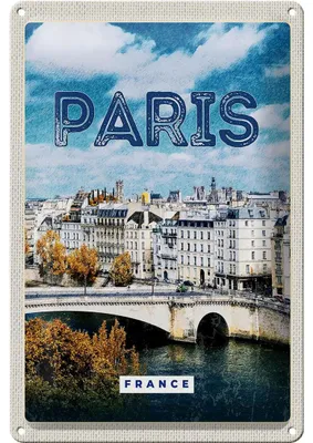 Produktbild von Blechschild Reise 20x30cm Paris Frankreich Trip Stadt Vintage