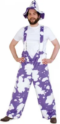 Kuh Kostüm Kuhhose Latzhose Kuh lila-weiß für Herren Gr. L-XXL Tier Tierkostüm Fasching Karneval Mottoparty