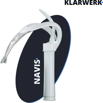 Produktbild von NAVIS | Design Wasserfall Wasserhahn Bad Weiß hohe Badarmatur | Elegante Premium Edelstahl Armatur Für hohe Waschbecken | Mischbatterie 2 Anschlüsse