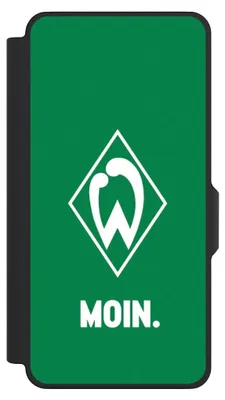 Produktbild von NIVOCASE Klapphülle für Samsung Galaxy S26+  Handyhülle aus Kunst Leder NIVOflip schwarz Moin Offizielles Lizenzprodukt SV Werder Bremen