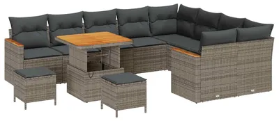 Produktbild von vidaXL Gartensofa-set 12 pcs Grau Poly-Rattan