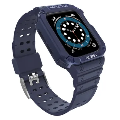 Produktbild von Protect Strap Case Band für Apple Watch 7/6/5/4/3/Se 45/44/42Mm Blau