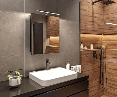 Szafka Łazienkowa LED Czarny Mat Wisząca z Lustrem - 50x60x14 cm - Funkcja cichego domykania - Szafka z oświetleniem LED 4000 k Wodoszczelność IP44
