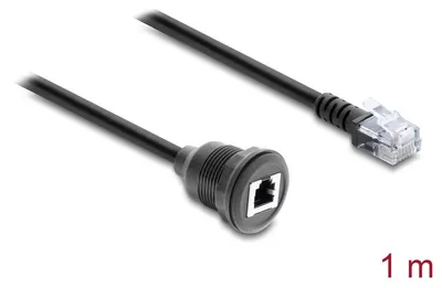 Produktbild von DELOCK Kabel RJ12 Stecker > Buchse zum Einbau 1 m schwarz