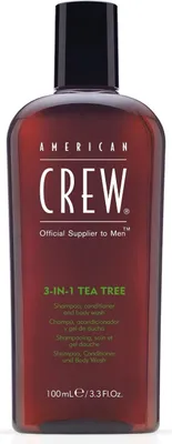Image de American Crew 3in1 Tea Tree Shampoo, Spü lung et Kö rperfectionnement 100ml