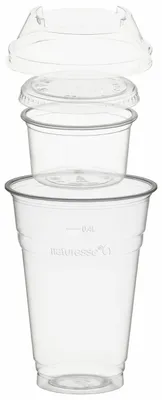 Produktbild von 100x Trinkbecher 400ml + Domdeckel + 120ml Einsatzbecher stapelbar aus PLA