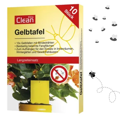 Produktbild von Gelbtafeln 9 × 13 cm 10 Stück Gelb Fruchtfliegenfalle Insektenfalle Gelbsticker gegen Trauermücken und Weiße Fliegen