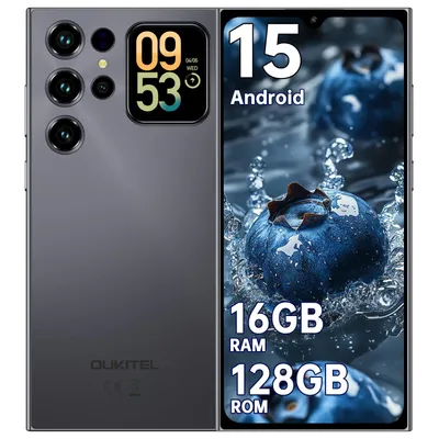 Produktbild von OUKITEL C62 Handy Ohne Vertrag Android 15,6.88 Zoll Smartphone mit Rückseitigem Display,16GB RAM+128GB ROM, 5000mAh Akku,Dual SIM/Face ID/GPS,Schwarz