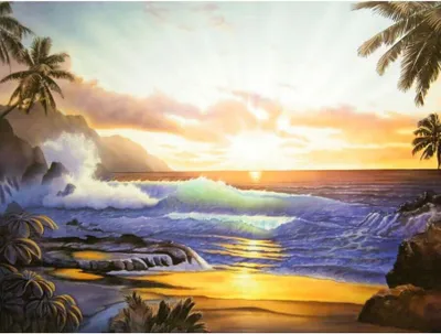 Produktbild von Schwarzlicht Poster | Return to Paradise | 64x90cm | ungerahmt | Kunstdruck | Fantasy | Wandbild | Wandposter | Ozean | Strand