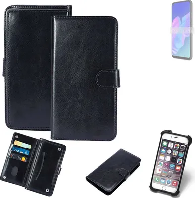 Produktbild von K-S-Trade 360° Hülle kompatibel mit Huawei P40 lite E schwarz Kunstleder Case BookCase WalletCase Kunstlederederhülle Handyhülle, Rundumschutz