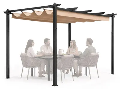 Zdjęcie produktu dla Pergola ogrodowa 3x4m, stalowa rama, beżowy daszek