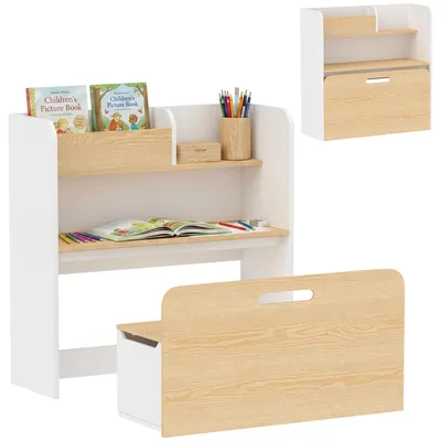 Productafbeelding van Kinderbureau met stoel, 5-in-1 kinderzitset voor 3-8 kinderen, wit