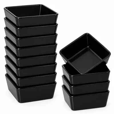 12er-Set Sojasoßenschalen, 9 cm, schwarz, stapelbar