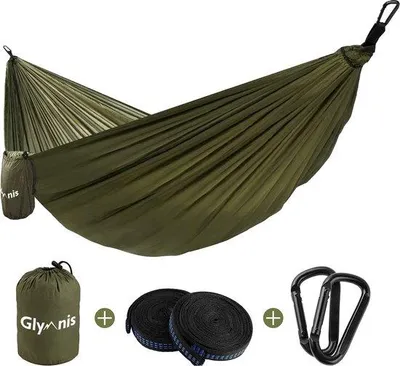 Image de Hamac ultraléger Famanu, idéal pour une utilisation en extérieur, avec cordes de suspension et crochets en acier, capacité de charge jusqu'à 300 kg