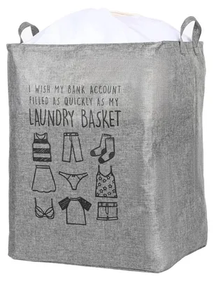 Image de Sac à linge pliable - Panier à linge portable - Gris