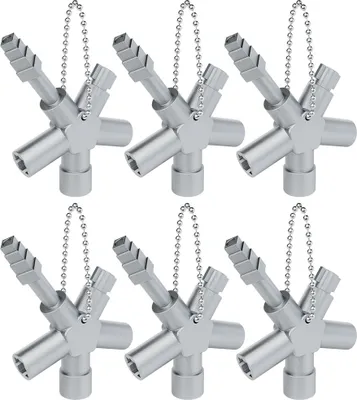 Produktbild von ABSINA 6x Bau Universalschlüssel mit 4 Profile - Dreikantschlüssel Vierkantschlüssel Schaltschrankschlüssel Universal Schlüssel