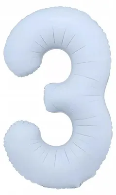 Zdjęcie produktu dla Balon foliowy cyfra 3 mglisty niebieski 86 cm