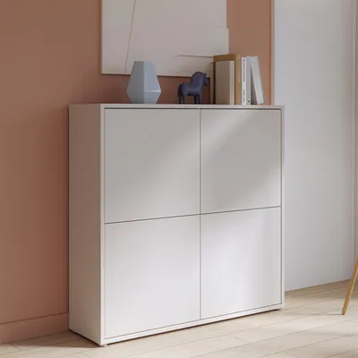 Produktbild von Forte ALICE SPRINGS Highboard 120 130, moderner Schrank mit 4 Schranktüren, Wohnzimmer, Schlafzimmer, Holzwerkstoff, Kaschmir/Beige, 124,5 cm breit x 121,5 cm hoch x 34,9 cm tief