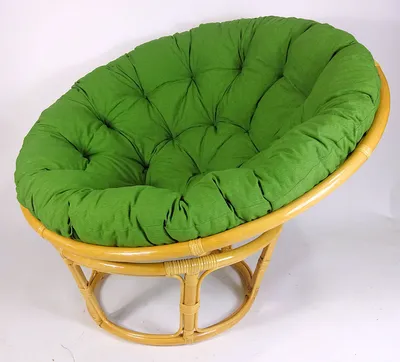 Produktbild von Rattan Papasansessel , Papasan Durchmesser 110 cm, Fb. Honig, Polster Uni Living 193 dunkelgrün
