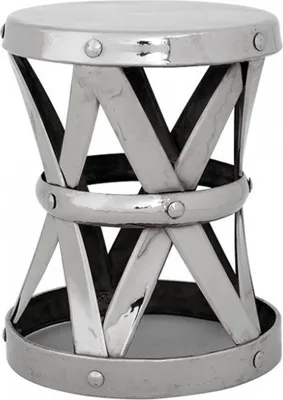 Produktbild von Casa Padrino Designer Luxus Beistelltisch / Sitzhocker Silber Höhe 53cm, Durchmesser 44cm - Edelstahl Hocker - Nickel Finish