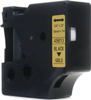 Produktbild von JetWorld Dymo D1 Ersatzband Schwarz auf Gold, 19 mm x 7 m (45813)