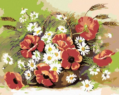 Produktbild von Diamondi - Diamond painting - SCHLAFMOHN UND MARGERITEN, 40X50 cm, ohne Keilrahmen