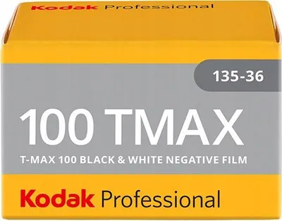 Productafbeelding van Kodak T-MAX 100, 135/36 formaat, gemaakt in de VS, afmetingen: 60 mm, 37 mm, 37 mm, gewicht: 30 gram