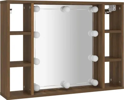 Obrázek produktu pro vidaXL Zrcadlová skříňka s LED hnědý dubový vzhled 76x15x55 cm