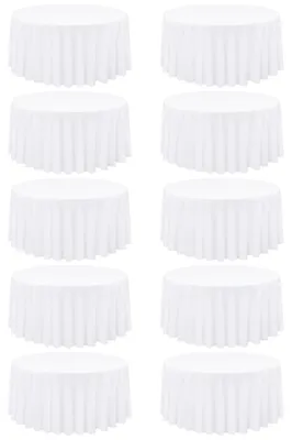 Runde Tischdecken, 10 Stück, 305 cm, weiß, Polyester, waschbar
