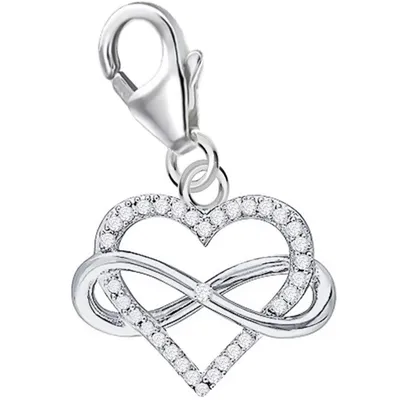 Herz Charm mit Unendlichkeit und Zirkonia I Unendliche Liebe Echtschmuck