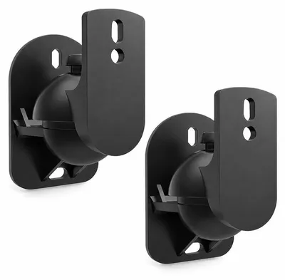 Produktbild von Universal Lautsprecher Wandhalterung, verstellbare Boxenhalterung für kleine Lautsprecher, 180° drehbar, 20° neigbar, bis 3,5 kg belastbar, 2 Stück Schwarz