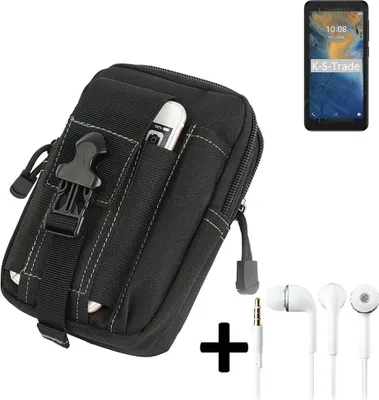 Produktbild von K-S-Trade Gürteltache + Kopfhörer kompatibel mit ZTE Blade A31 Lite Gürtel Tasche Holster Schutz Hülle Handy Hülle  schwarz inkl. Extrafächer