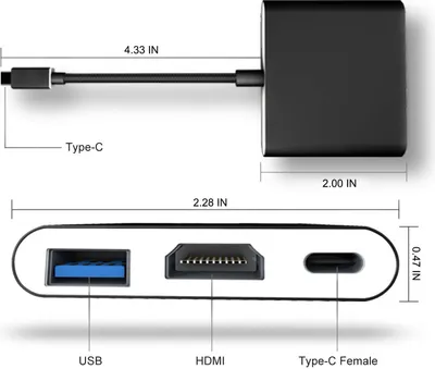 Produktbild von 1080P 4K Adapter für HDMI Switch USB Type-C Converter Hub für Home TV PC Video Spieler schwarz