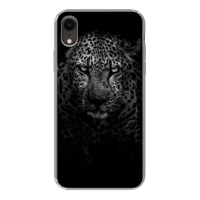 Produktbild von MuchoWow® Handyhülle Schutzhülle Hülle für iPhone XR Leopard - Schwarz - Weiß Silikon Softcase Handy Hülle - Schutzdeckel