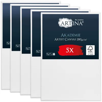 Produktbild von Artina Keilrahmen Leinwand Akademie, 50x70cm, 5er Set