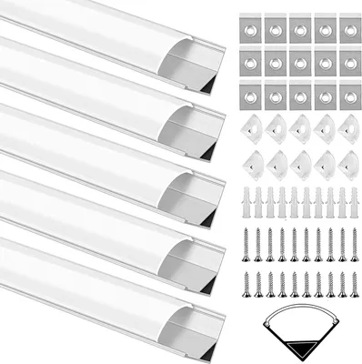 Produktbild von Speed 5x 1m LED Profil Aluprofil Alu Leiste Schiene Profile für LED-Streifen Eloxiert V-form Mit Endkappe Befestigungsclip
