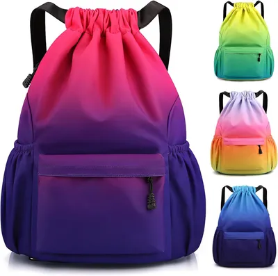 Produktbild von Sportrucksack mit Kordelzug, wasserdicht, für Reisen, verstellbare Schultergurte