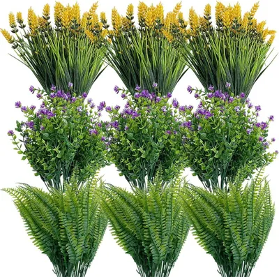 Productafbeelding van Kunstbloemen Buiten - 18 Bundels - UV-bestendige Nepbloemen - Voor Balkon en Tuin - Groen