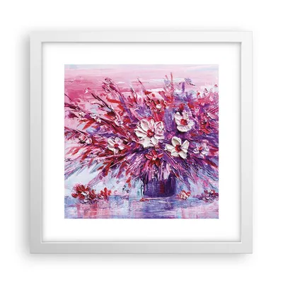 Produktbild von Gerahmtes Poster - Weißer Rahmen - Pastos Blumen Rosa - 30x30 cm - Wand Bild - Wanddeko - Wandbilder - Kunstposter - Wandposter - Bilderrahmen - Bilder - Kunstdruck - Wanddekoration - P2WAC30x30-4530