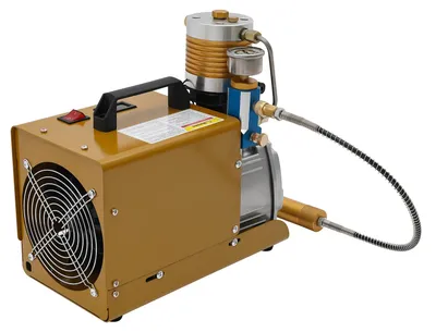 Produktbild von Tragbarer PCP Luftkompressor - Hochdruckkompressor 300 bar - 1,8 kW 220 V - 100 l/min - 2800 U/min - Für Flaschen bis 4 l - Gold