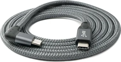 Produktbild von SYSTEM-S USB 3.1 Gen 2 Kabel 150 cm Typ C Stecker zu Stecker Winkel geflochten in Grau