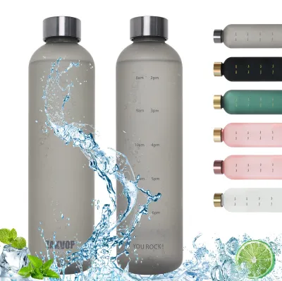 Produktbild von Sportflasche, 1 Liter, mit Zeitmarkierung – BPA-frei