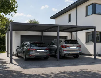 Produktbild von PURPLE LEAF Pergola 3,65x7,3m Wasserdicht Winterfest, Aluminium Pavillon mit Verstellbarem Lamellendach, Grau