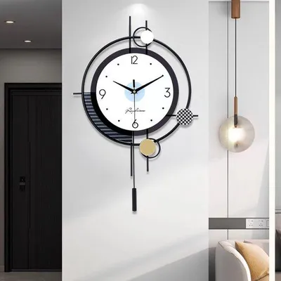 Produktbild von Grosse moderne stille Wanduhr, batteriebetrieben, silberfarben, 15*23 Zoll