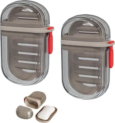 Produktbild von Reise-Seifenschale - Set von 2 Stück, wasserdicht und auslaufsicher mit Abtropfschicht