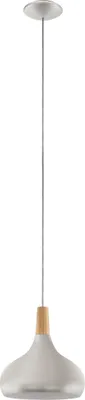 Produktbild von EGLO Pendellampe Sabinar, Pendelleuchte aus Stahl und Holz, Hängelampe in Silber gebürstet, braun, Fassung E27, Ø 28 cm,