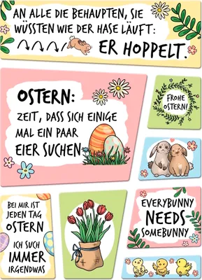 Produktbild von Lustige Sprüche zu Ostern 8er Set Kühlschrankmagnete Kühlschrankmagnete Magnet